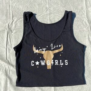 NWOT Black Copped Long Live Cowgirls Top